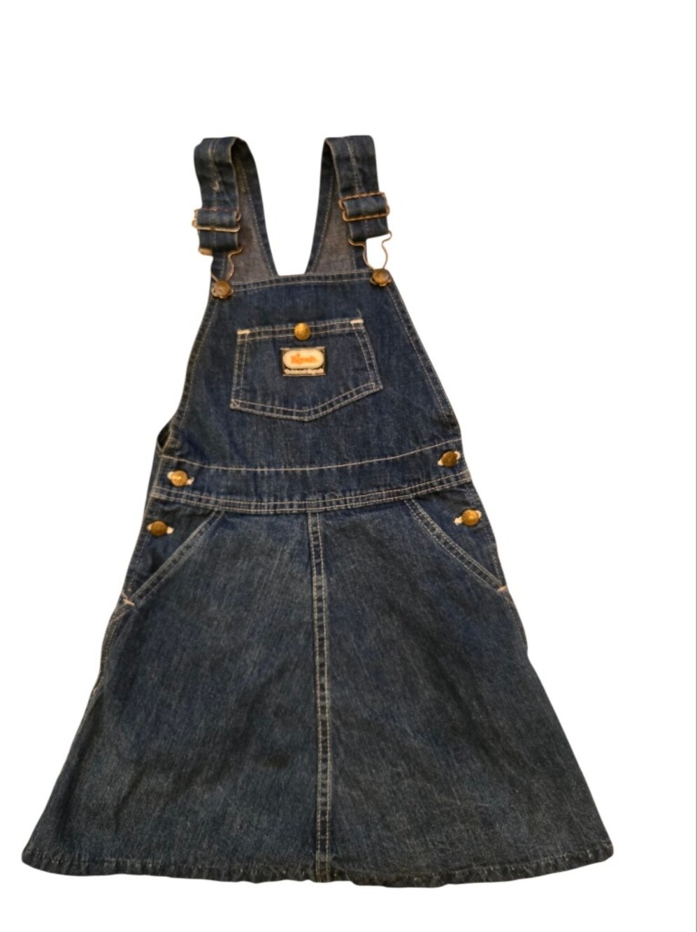 RARE Vintage 1970s Dark Blue Denim Overall Dress